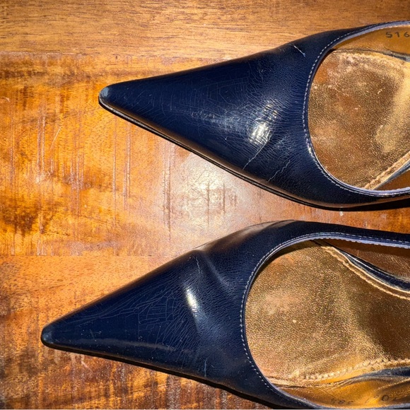 Dolce & Gabbana Women's Dark Blue Patent Slingback Heels Size 38.5 - Picture 5 of 9